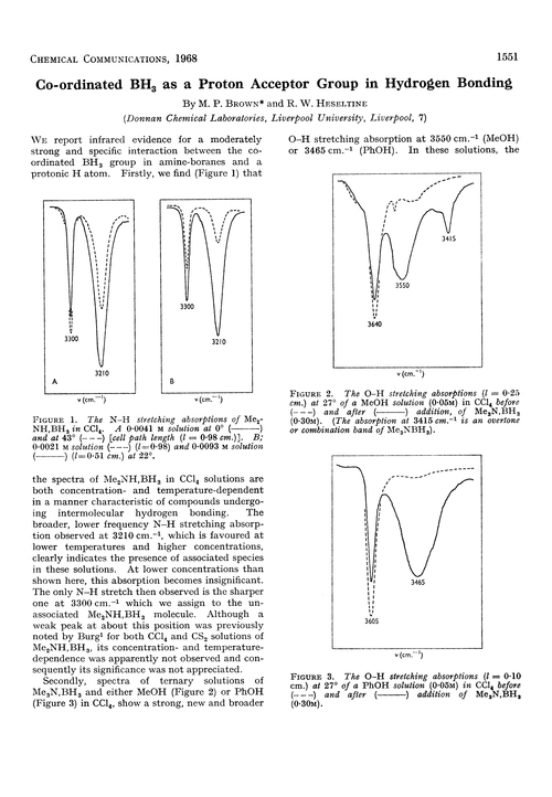 Co-ordinated BH3 as a proton acceptor group in hydrogen bonding