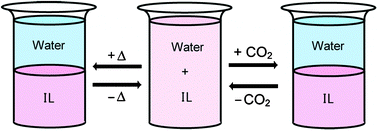 Graphical abstract: Dual stimuli-responsive phase transition of an ionic liquid/water mixture