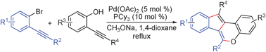Graphical abstract: Efficient generation of indeno[1,2-c]chromenes via the Pd-catalyzed reaction of 2-alkynylhalobenzenes with 2-alkynylphenols