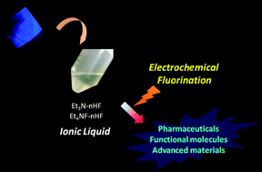 Graphical abstract: Selective electrochemical fluorination of organic molecules and macromolecules in ionic liquids