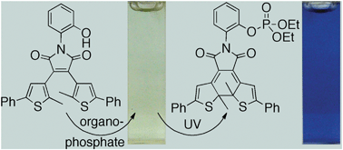 Graphical abstract: A ‘chemically-gated’ photoresponsive compound as a visible detector for organophosphorus nerve agents
