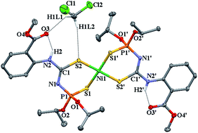 Graphical abstract: Influence of CH2Cl2 for the structure stabilization of the NiII complex [Ni{6-MeO(O)CC6H4NHC(S)NP(S)(OiPr)2-1,5-S,S′}2]·CH2Cl2