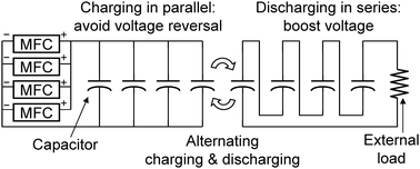 Graphical abstract: Capturing power at higher voltages from arrays of microbial fuel cells without voltage reversal