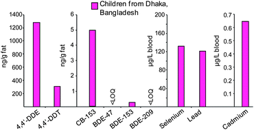 Graphical abstract: Environmental exposure to POPs and heavy metals in urban children from Dhaka, Bangladesh