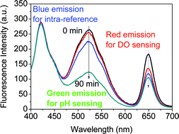 Graphical abstract: New ratiometric optical oxygen and pH dual sensors with three emission colors for measuring photosynthetic activity in cyanobacteria