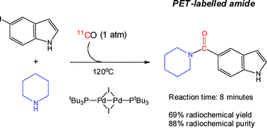 Graphical abstract: Rapid carbonylative coupling reactions using palladium(i) dimers: applications to 11CO-radiolabelling for the synthesis of PET tracers