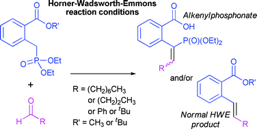 Graphical abstract: Alkenylphosphonates: unexpected products from reactions of methyl 2-[(diethoxyphosphoryl)methyl]benzoate under Horner–Wadsworth–Emmons conditions