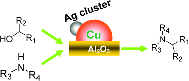 Graphical abstract: Silver cluster-promoted heterogeneous copper catalyst for N-alkylation of amines with alcohols