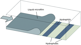 Graphical abstract: Growth saturation of unstable thin films on transverse-striped hydrophilic-hydrophobic micropatterns