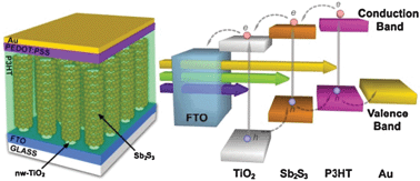 Graphical abstract: Fabrication of coaxial TiO2/Sb2S3 nanowire hybrids for efficient nanostructured organic–inorganic thin film photovoltaics