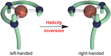 Graphical abstract: Helicity inversion from left- to right-handed square planar Pd(ii) complexes: synthesis of a diastereomer pair from a single chiral ligand and their structure dynamism