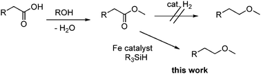 Graphical abstract: Synthesis of ethers from esters via Fe-catalyzed hydrosilylation