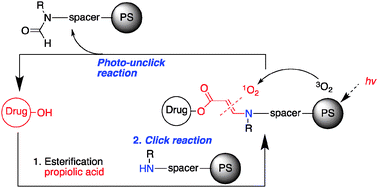 Graphical abstract: Click and photo-unclick chemistry of aminoacrylate for visible light-triggered drug release
