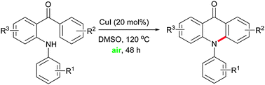 Graphical abstract: Copper-catalyzed intramolecular direct amination of sp2 C–H bonds for the synthesis of N-aryl acridones