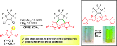 Graphical abstract: A straightforward access to photochromic diarylethene derivatives via palladium-catalysed direct heteroarylation of 1,2-dichloroperfluorocyclopentene