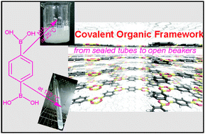 Graphical abstract: Lewis base mediated efficient synthesis and solvation-like host–guest chemistry of covalent organic framework-1
