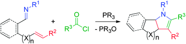 Graphical abstract: Phosphonite mediated 1,3-dipolar cycloaddition: a route to polycyclic 2-pyrrolines from imines, acid chlorides and alkenes