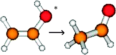 Graphical abstract: Photoexcited tautomerization of vinyl alcohol to acetylaldehydevia a conical intersection from contracted Schrödinger theory