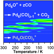 Graphical abstract: Reactions of carbon monoxide with free palladium oxide clusters: strongly size dependent competition between adsorption and combustion