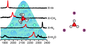 Graphical abstract: Vibrational manifestations of strong non-Condon effects in the H3O+·X3 (X = Ar, N2, CH4, H2O) complexes: A possible explanation for the intensity in the “association band” in the vibrational spectrum of water