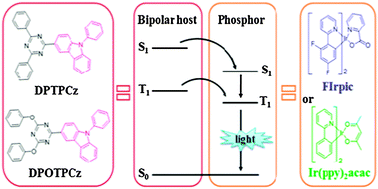 Graphical abstract: Novel bipolar host materials based on 1,3,5-triazine derivatives for highly efficient phosphorescent OLEDs with extremely low efficiency roll-off