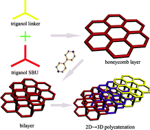 Graphical abstract: A porous metal–organic framework (MOF) with unusual 2D→3D polycatenation based on honeycomb layers