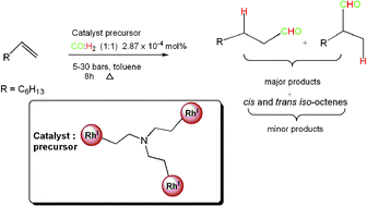 Graphical abstract: Hydroformylation of 1-octene using low-generation Rh(i) metallodendritic catalysts based on a tris-2-(2-pyridyliminoethyl)amine scaffold