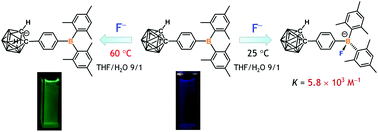Graphical abstract: Dual sensing of fluoride ions by the o-carborane–triarylborane dyad