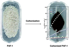 Graphical abstract: Selective adsorption of carbon dioxide by carbonized porous aromatic framework (PAF)