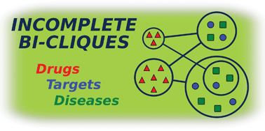 Graphical abstract: Drug repositioning through incomplete bi-cliques in an integrated drug–target–disease network