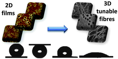Graphical abstract: Bicomponent fibre mats with adhesive ultra-hydrophobicity tailored with cellulose derivatives