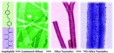 Graphical abstract: Self-assembled laminated nanoribbon-directed synthesis of noble metallic nanoparticle-decorated silica nanotubes and their catalytic applications