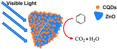 Graphical abstract: ZnO/carbon quantum dots nanocomposites: one-step fabrication and superior photocatalytic ability for toxic gas degradation under visible light at room temperature