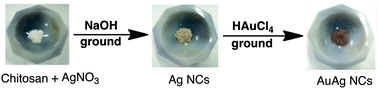 Graphical abstract: Synthesis of bimetallic gold–silver alloy nanoclusters by simple mortar grinding