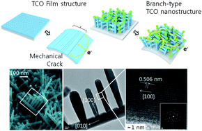 Graphical abstract: Nano-branched transparent conducting oxides: beyond the brittleness limit for flexible electrode applications