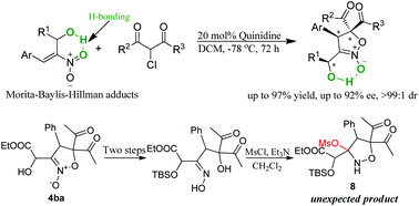 Graphical abstract: Asymmetric catalytic [4 + 1] annulations catalyzed by quinidine: enantioselective synthesis of multi-functionalized isoxazoline N-oxides