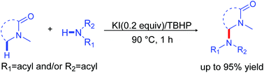 Graphical abstract: KI-catalyzed imidation of sp3 C–H bond adjacent to amide nitrogen atom