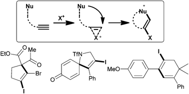 Graphical abstract: Metal-free reactions of alkynes via electrophilic iodocarbocyclizations