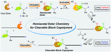 Graphical abstract: Consecutive living polymerization from cationic to radical: a straightforward yet versatile methodology for the precision synthesis of “cleavable” block copolymers with a hemiacetal ester junction