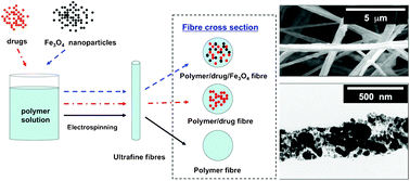 Graphical abstract: Fabrication of magnetic drug-loaded polymeric composite nanofibres and their drug release characteristics