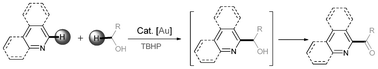 Graphical abstract: The Au(iii)-catalyzed coupling reactions between alcohols and N-heterocycles via C–H bond activation
