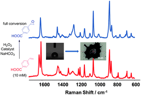 Graphical abstract: Off-line reaction monitoring of the oxidation of alkenes in water using drop coating deposition Raman (DCDR) spectroscopy