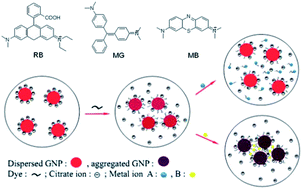 Graphical abstract: Combinatorial array of gold nanoparticles with dyes for colorimetric sensing of metal ions