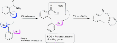 Graphical abstract: Palladium-catalyzed regio- and chemoselective ortho-benzylation of C–H bond using a functionalizable primary amide directing group: a concise synthesis of dibenzo[b,e]azepin-6-ones