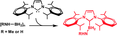 Graphical abstract: Polyaminoborane main chain scission using N-heterocyclic carbenes; formation of donor-stabilised monomeric aminoboranes