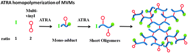 Graphical abstract: Controlled homopolymerization of multi-vinyl monomers: dendritic polymers synthesized via an optimized ATRA reaction