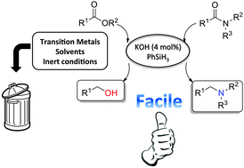 Graphical abstract: Facile and efficient KOH-catalysed reduction of esters and tertiary amides