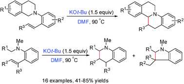 Graphical abstract: Efficient cyclization of tertiary amines and alkenes promoted by KOt-Bu–DMF