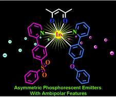 Graphical abstract: Trifunctional IrIII ppy-type asymmetric phosphorescent emitters with ambipolar features for highly efficient electroluminescent devices