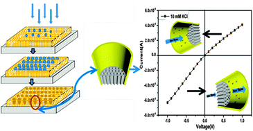 Graphical abstract: Ion current behaviors of mesoporous zeolite–polymer composite nanochannels prepared by water-assisted self-assembly